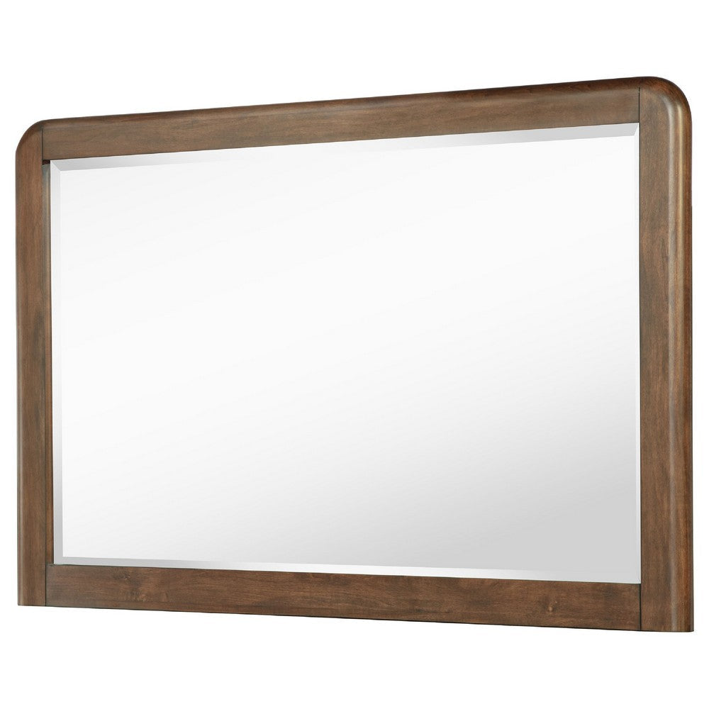 Rie Dresser Mirror | Walnut Brown Wood | Rounded Open Corners | 32’’ BM337937