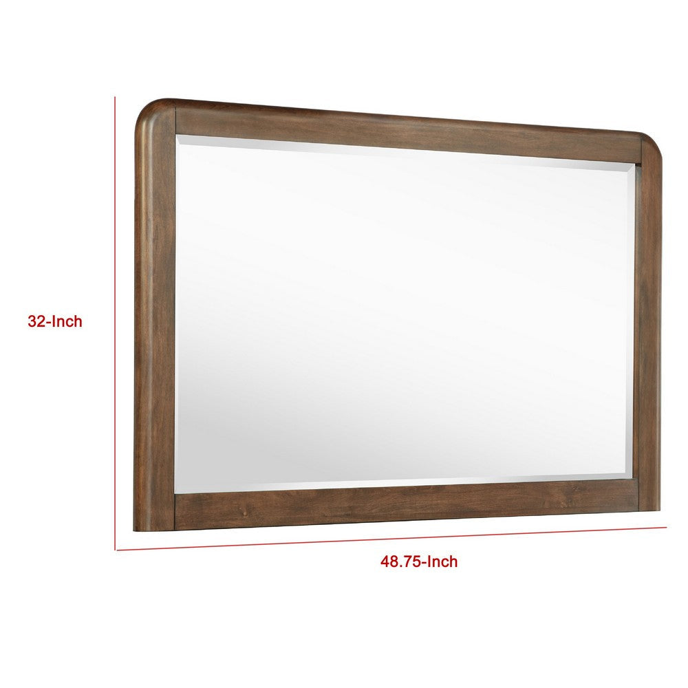 Rie Dresser Mirror | Walnut Brown Wood | Rounded Open Corners | 32’’ BM337937