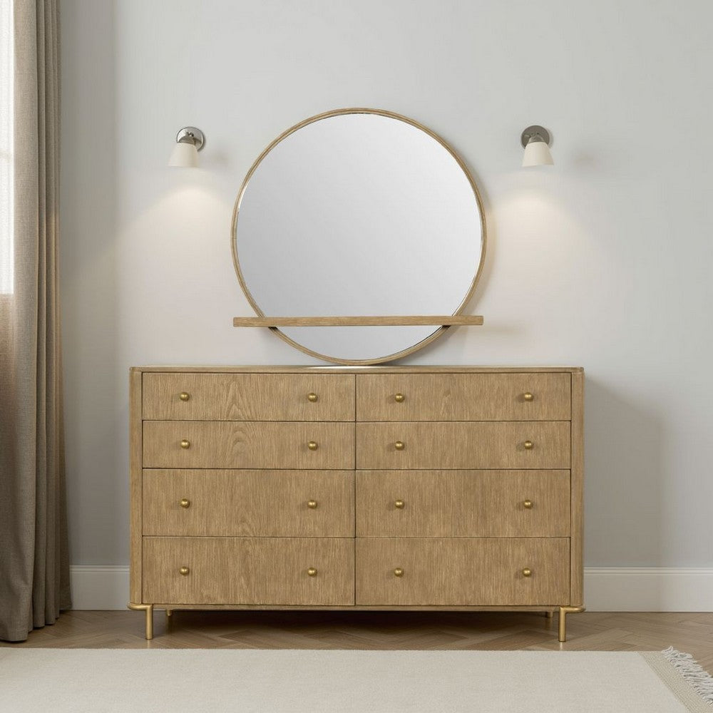 Fij Oval Dresser Mirror | Sand Wash Wood | Felt-Lined Tray | 38"