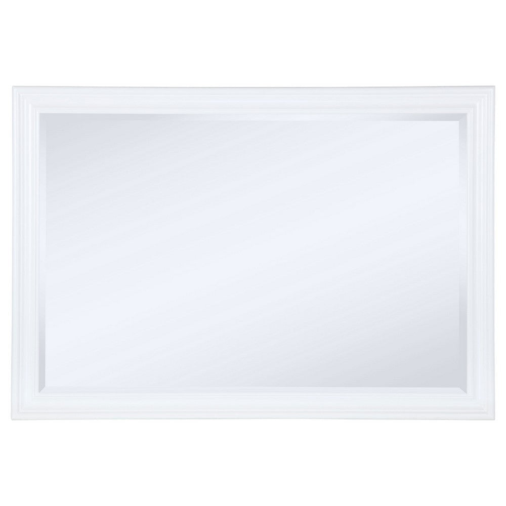 Heo Dresser Mirror | Landscape White Wood Frame | Beveled Glass | 36’’ BM337941