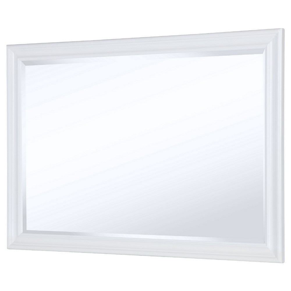 Heo Dresser Mirror | Landscape White Wood Frame | Beveled Glass | 36’’ BM337941