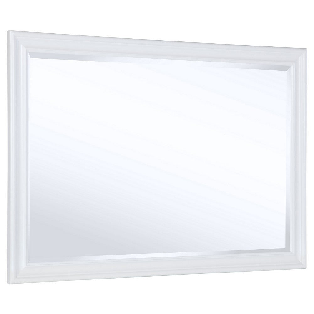 Heo Dresser Mirror | Landscape White Wood Frame | Beveled Glass | 36"