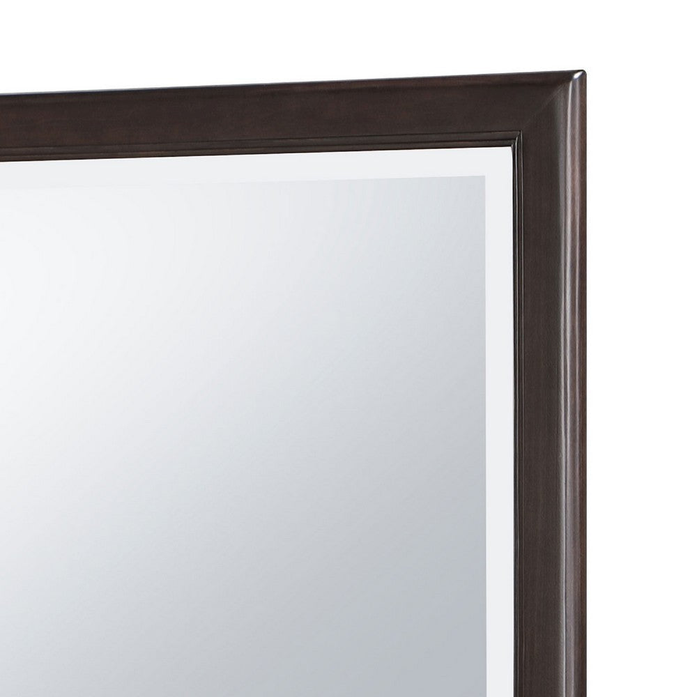 Amber Dresser Mirror | Brown Wood Frame | Beveled Mirror Glass | 38’’ BM337943