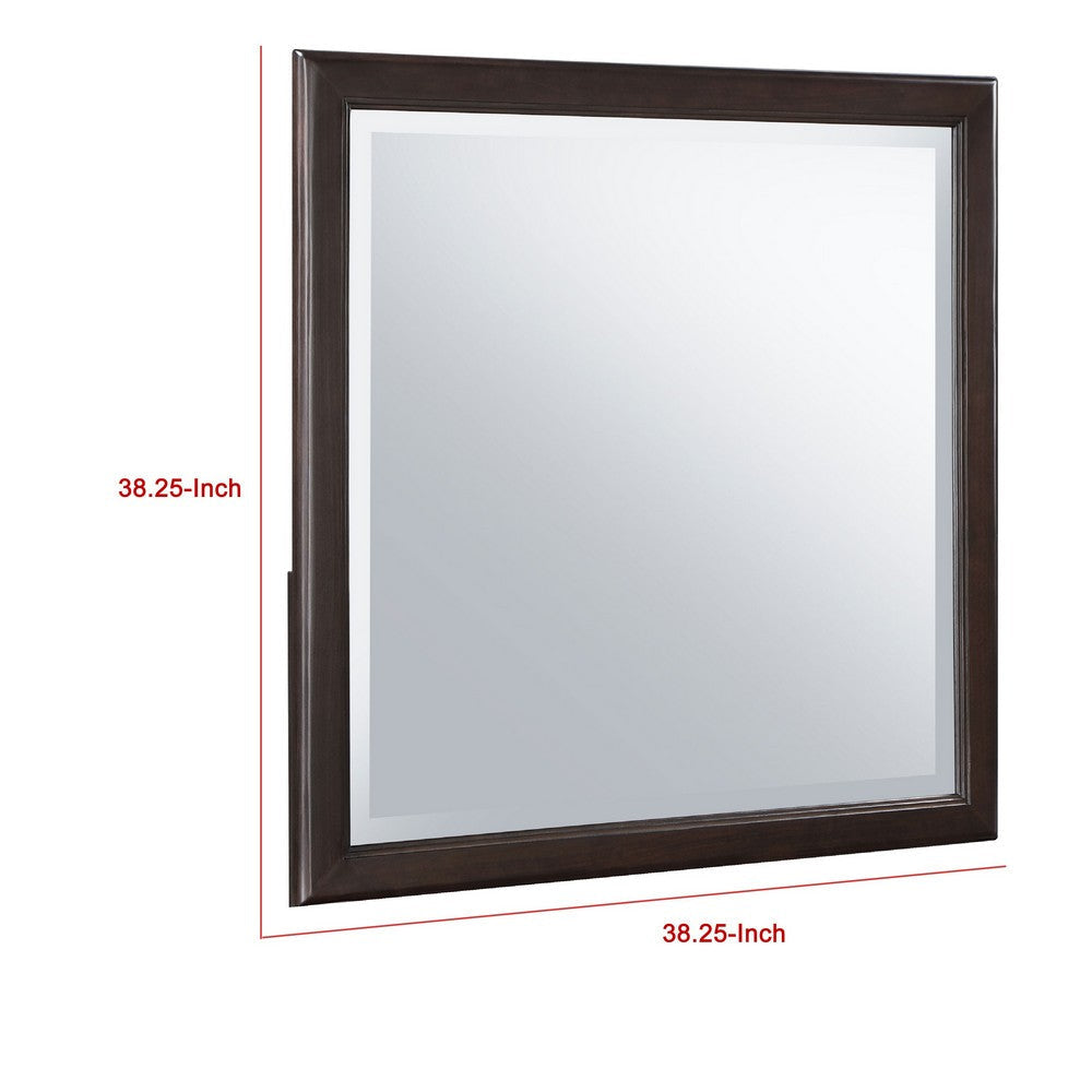 Amber Dresser Mirror | Brown Wood Frame | Beveled Mirror Glass | 38’’ BM337943