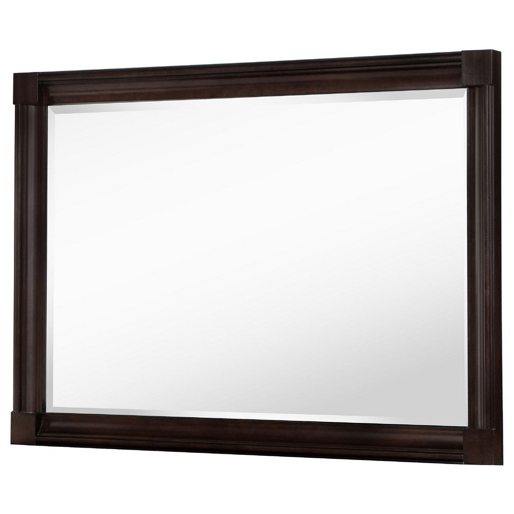 Meon Dresser Mirror | Dark Oak Brown Wood Frame | Rectangular 32’’ BM337944