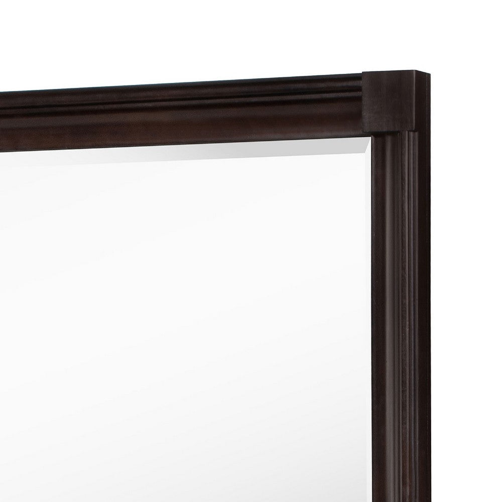 Meon Dresser Mirror | Dark Oak Brown Wood Frame | Rectangular 32’’ BM337944