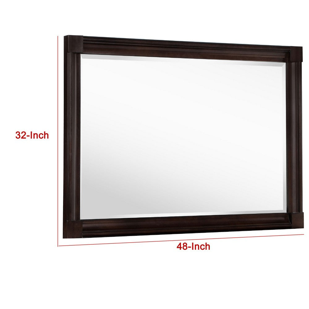 Meon Dresser Mirror | Dark Oak Brown Wood Frame | Rectangular 32’’ BM337944