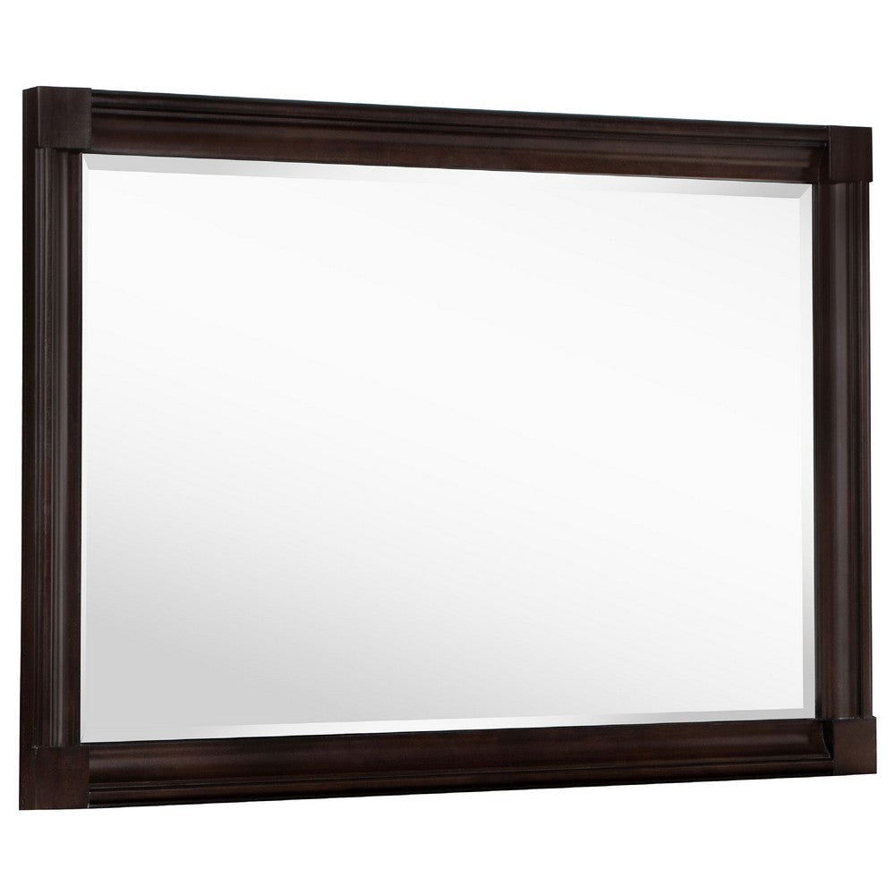 Meon Dresser Mirror | Dark Oak Brown Wood Frame | Rectangular 32"