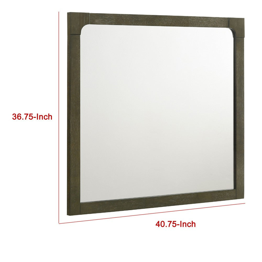 Seon Dresser Mirror | Portrait Dark Cocoa Brown Hardwood Frame | 36’’ BM337947