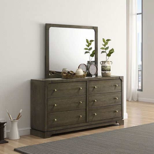 Seon Dresser Mirror | Portrait Dark Cocoa Brown Hardwood Frame | 36"