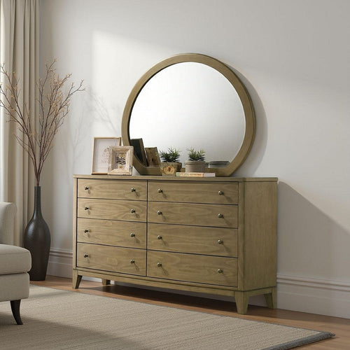 Heon Dresser Mirror | Natural Brown Wood | Subtle Rounded Shape | 38"