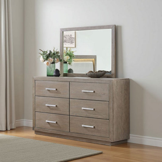 Keno Dresser Mirror | Sturdy Barley Brown Wood Frame | 33"