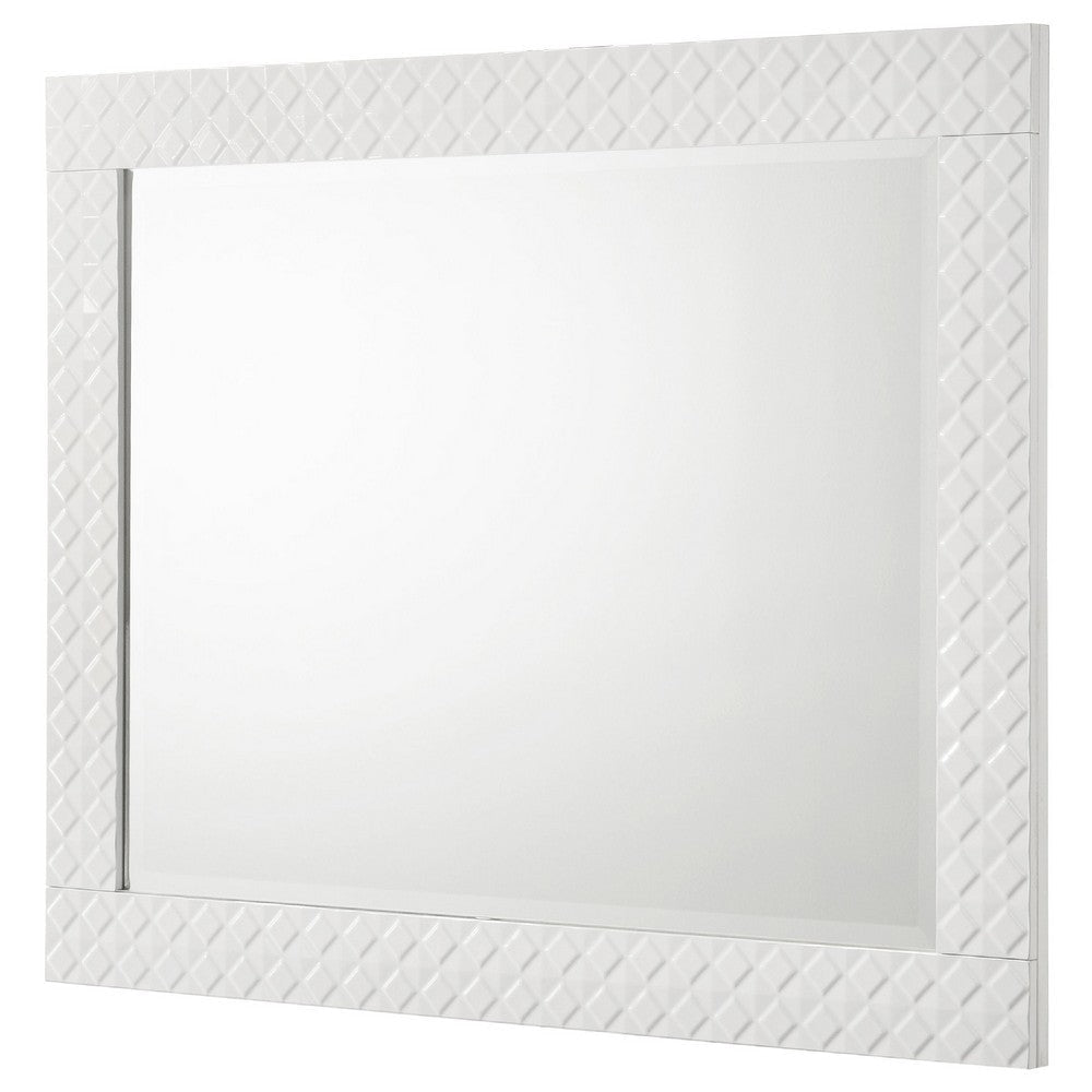 Ivon Dresser Mirror | White High Gloss Finish | Rectangular 37’’ BM337950