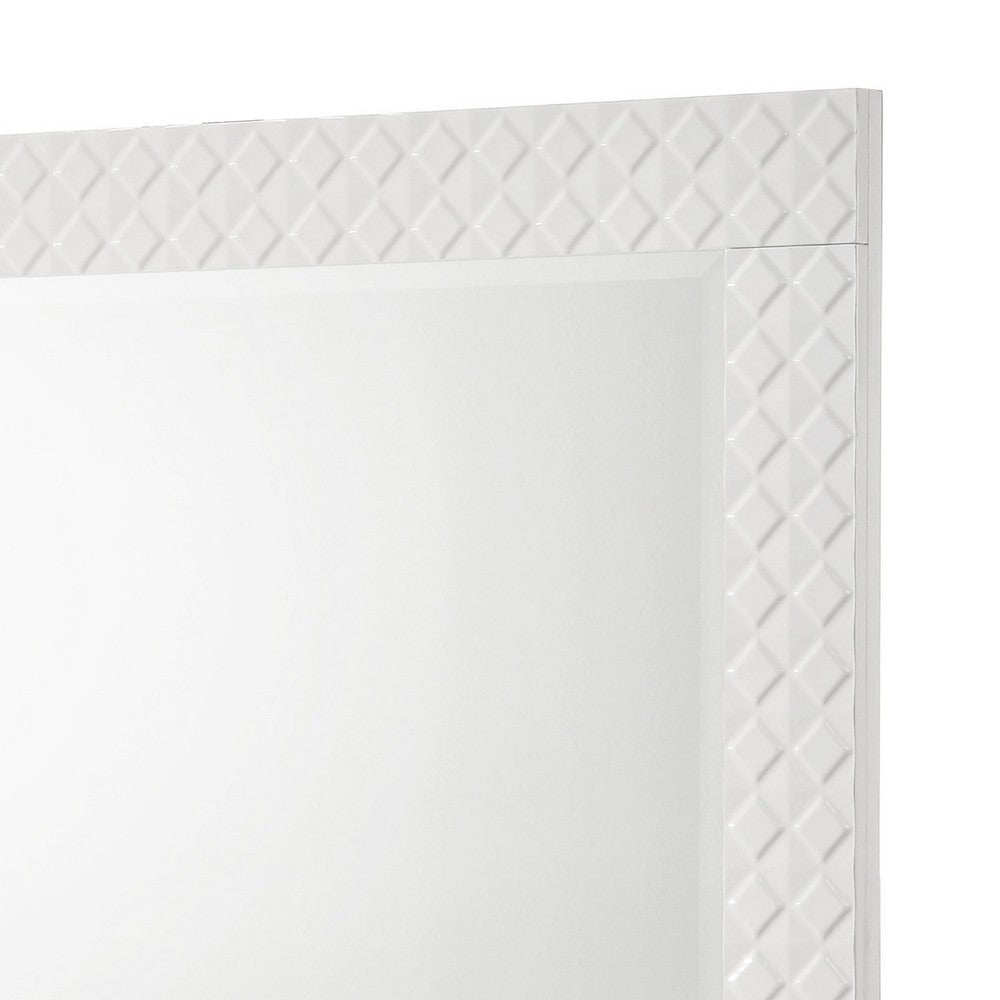 Ivon Dresser Mirror | White High Gloss Finish | Rectangular 37’’ BM337950