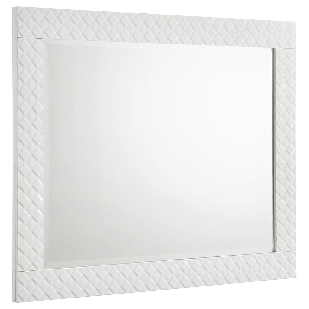 Ivon Dresser Mirror | White High Gloss Finish | Rectangular 37"