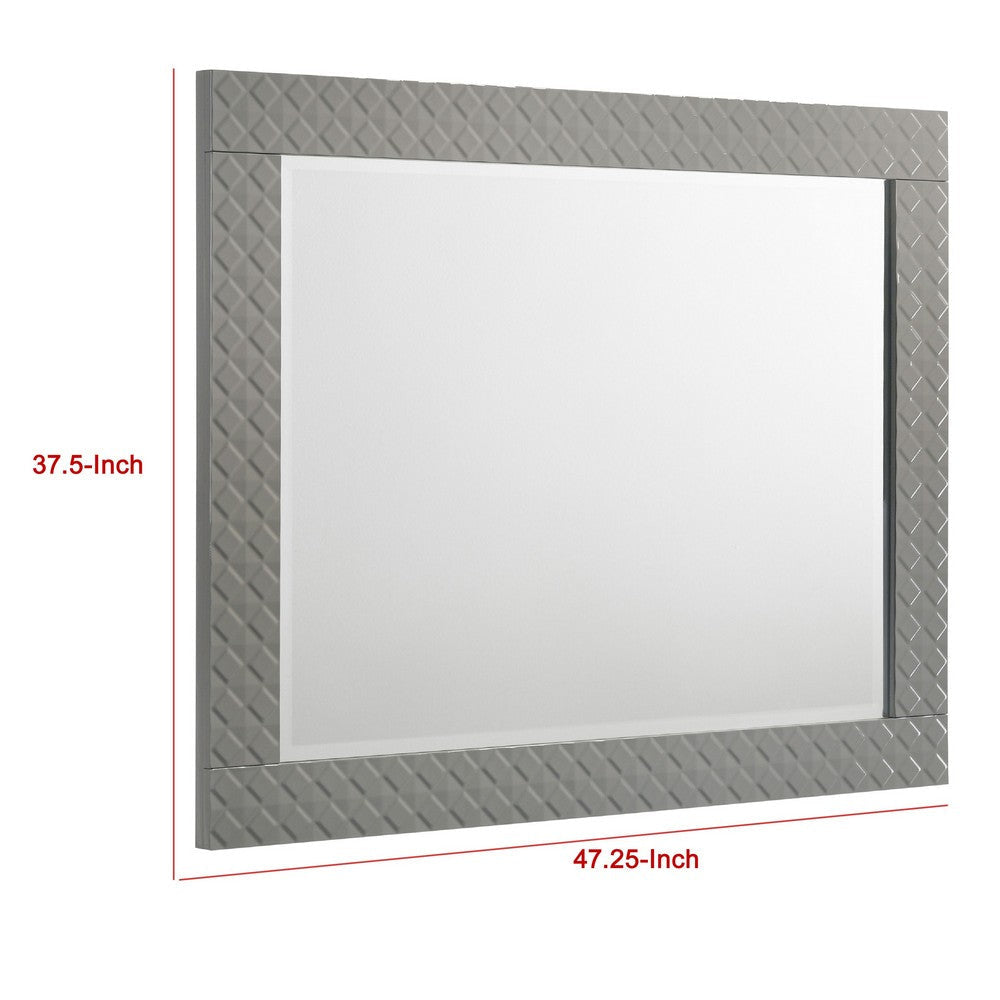 Ivon Dresser Mirror | Gray High Gloss Finish | Rectangular 37’’ BM337951