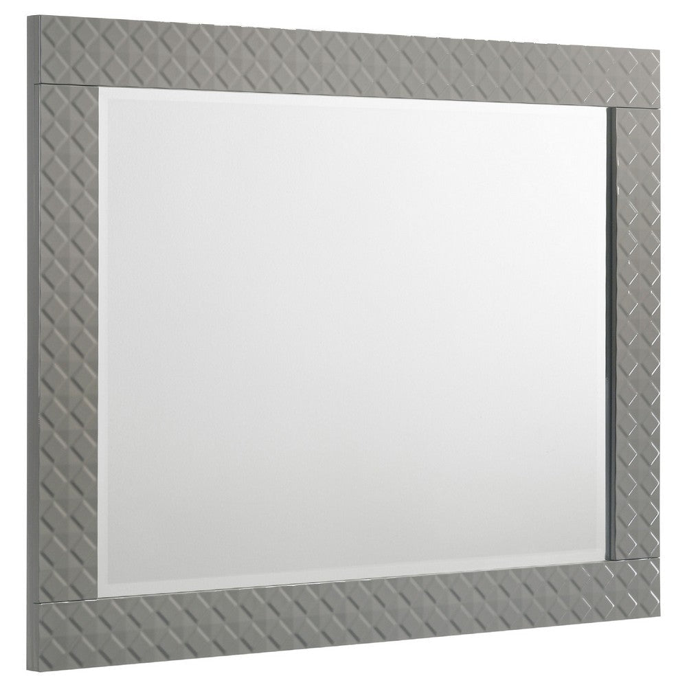 Ivon Dresser Mirror | Gray High Gloss Finish | Rectangular 37"