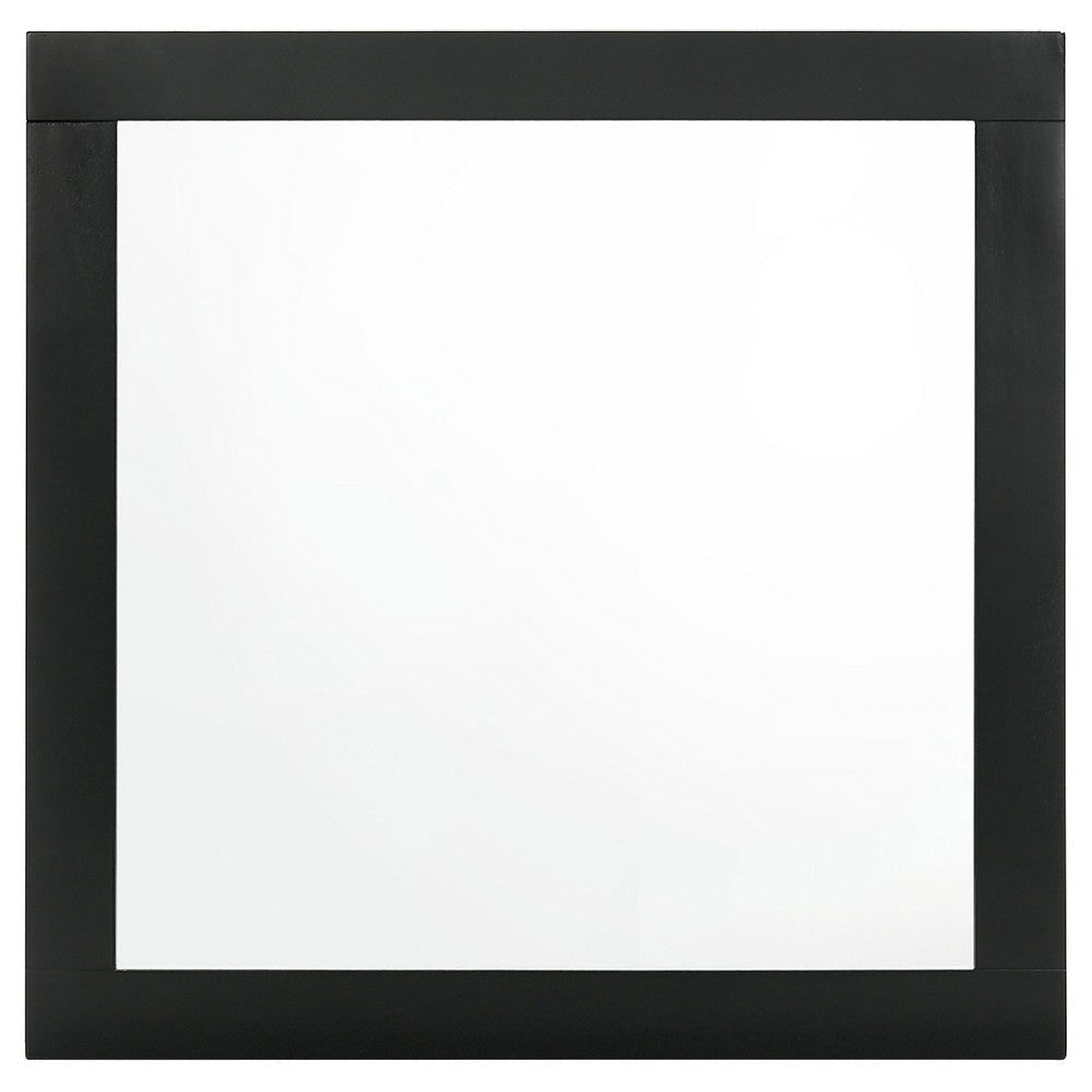 Caer Dresser Mirror | Rectangular Classic Black Asian Hardwood 35’’ BM337956