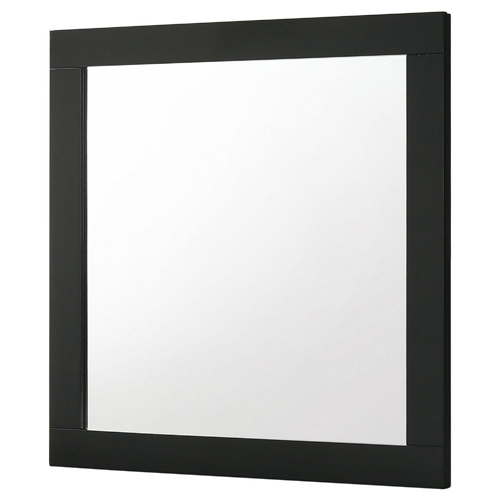 Caer Dresser Mirror | Rectangular Classic Black Asian Hardwood 35’’ BM337956