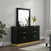 Caer Dresser Mirror | Rectangular Classic Black Asian Hardwood 35"