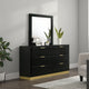 Caer Dresser Mirror | Rectangular Classic Black Asian Hardwood 35"
