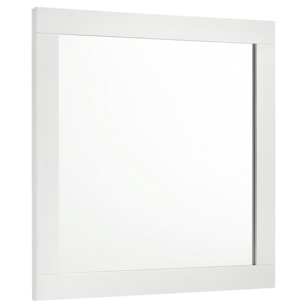 Caer Dresser Mirror | White Wood Frame with Beveled Glass | 35"