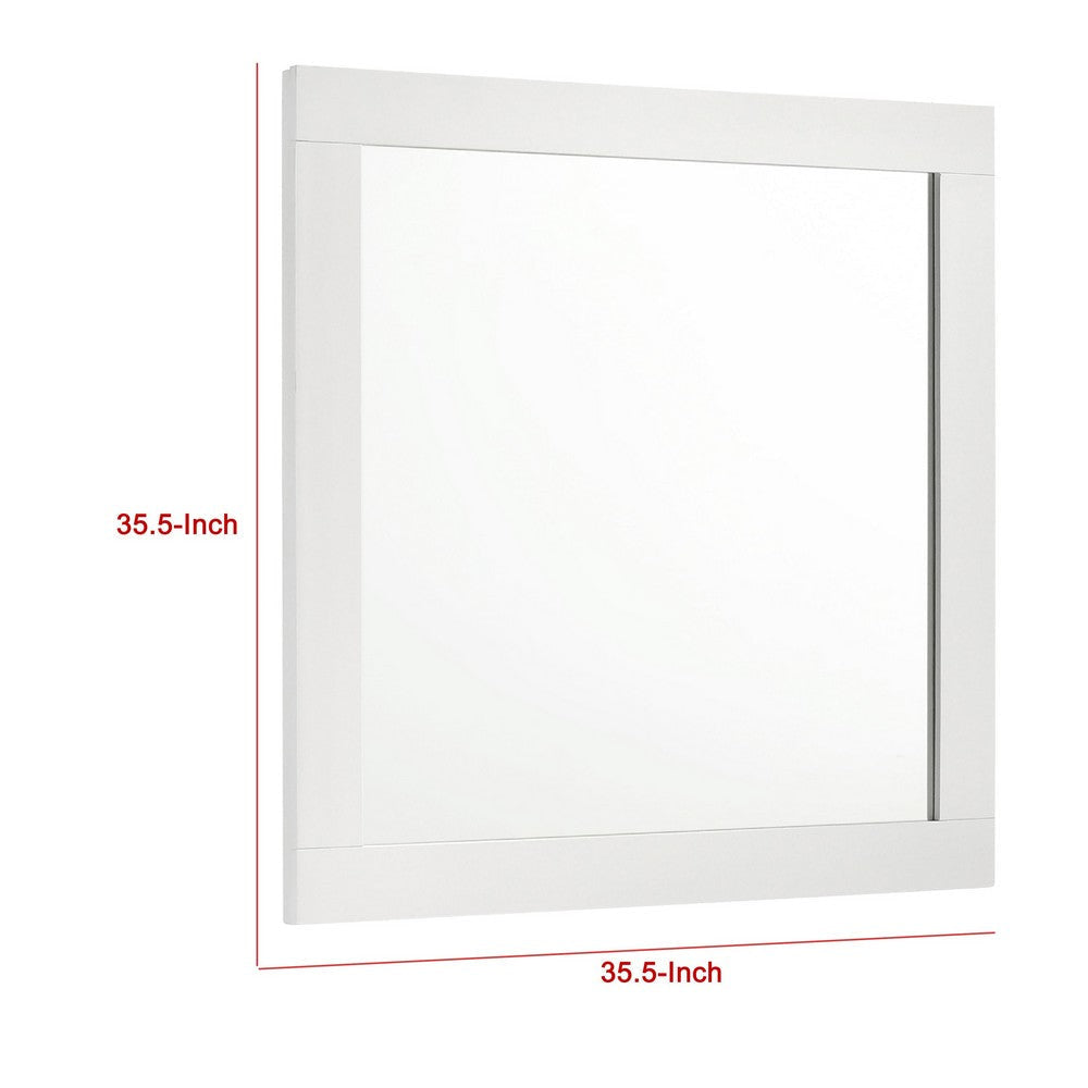 Caer Dresser Mirror | White Wood Frame with Beveled Glass | 35’’ BM337957