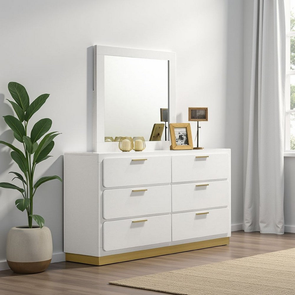 Caer Dresser Mirror | White Wood Frame with Beveled Glass | 35"