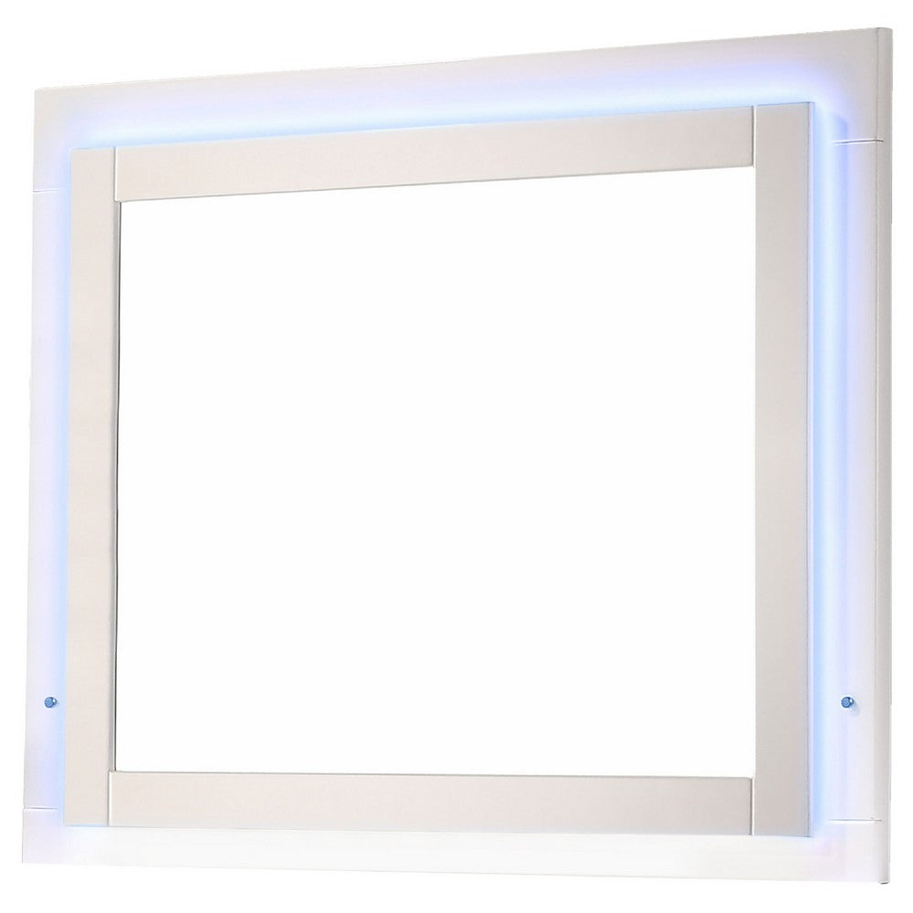 Sok LED Dresser Mirror | White High Gloss Finish | Rectangular 37"