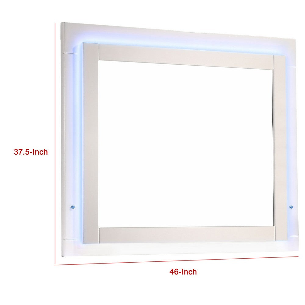 Sok LED Dresser Mirror | White High Gloss Finish | Rectangular 37"