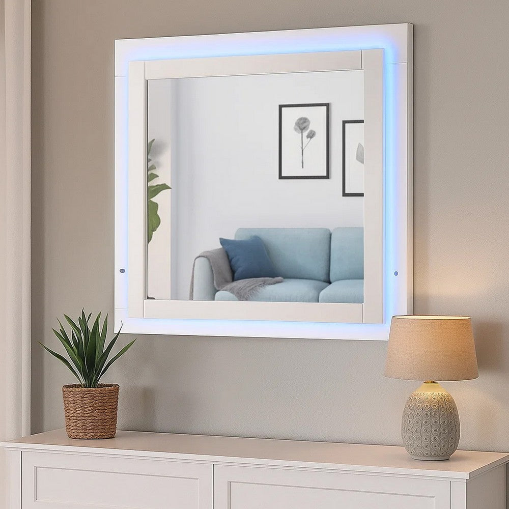 Sok LED Dresser Mirror | White High Gloss Finish | Rectangular 37"