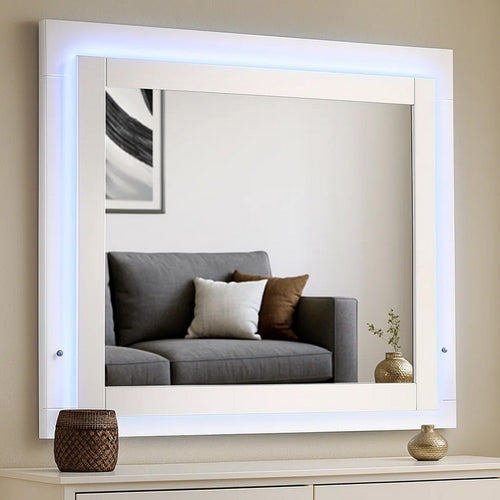 Sok LED Dresser Mirror | White High Gloss Finish | Rectangular 37"