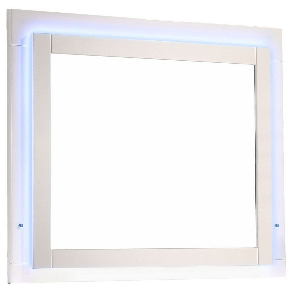 Sok LED Dresser Mirror | White High Gloss Finish | Rectangular 37"