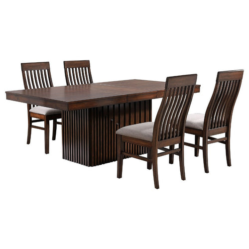 Brar Extendable Dining Table Set with 4 Chairs | Brown Solid Base