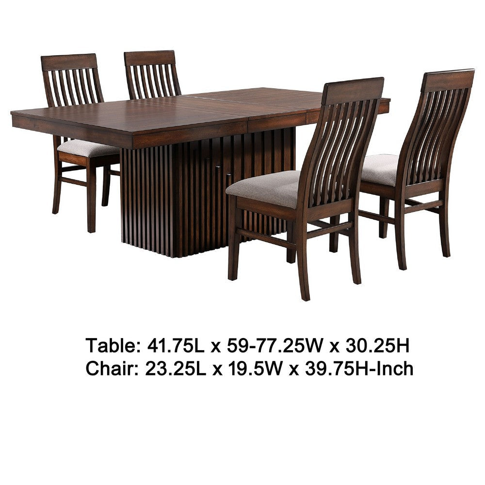 Brar Extendable Dining Table Set with 4 Chairs | Brown Solid Base BM337959