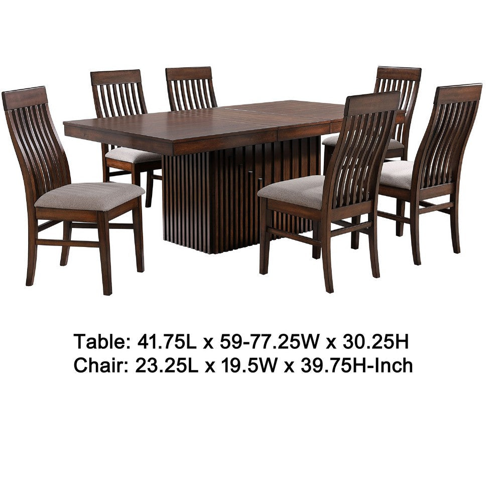 Brar Extendable Dining Table Set with 6 Chairs | Brown Solid Base BM337960