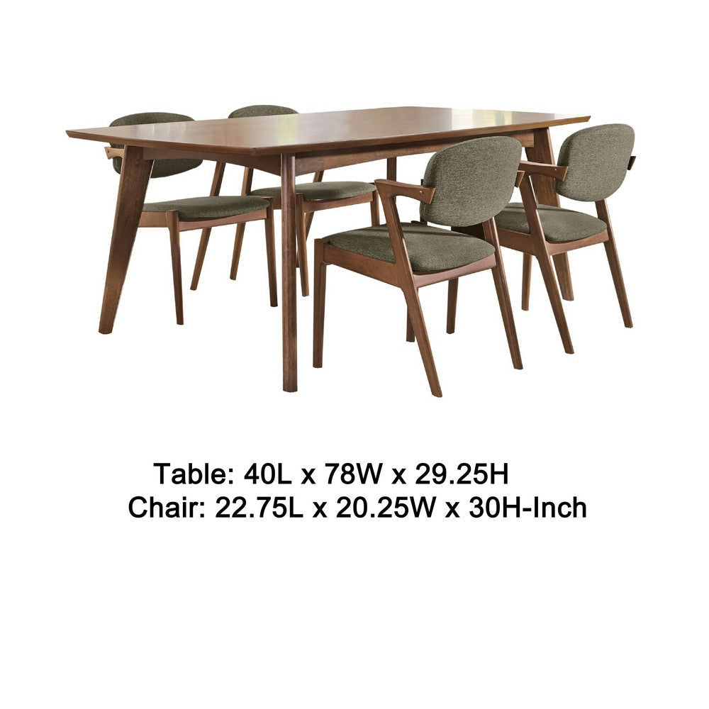 Lery 5pc Dining Table & 4 Chair Set | Gray & Walnut Brown BM337963