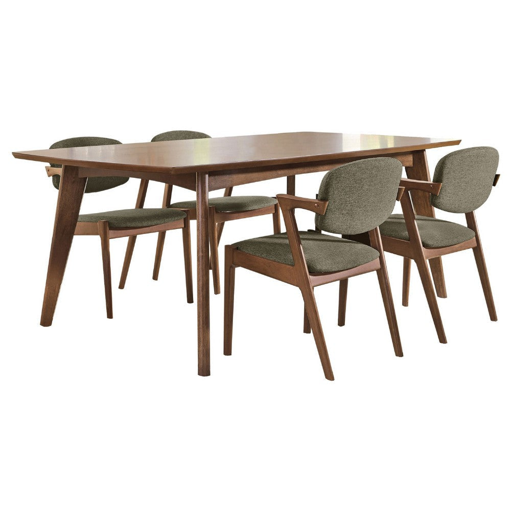 Lery 5pc Dining Table & 4 Chair Set | Gray & Walnut Brown