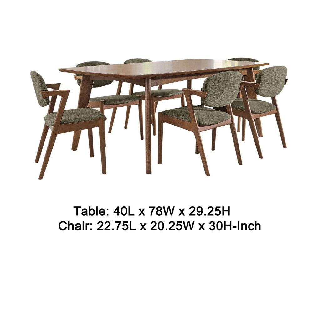 Lery 7pc Dining Table & 6 Chair Set | Gray & Walnut Brown BM337964