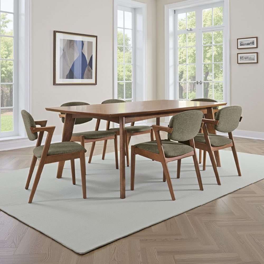 Lery 7pc Dining Table & 6 Chair Set | Gray & Walnut Brown