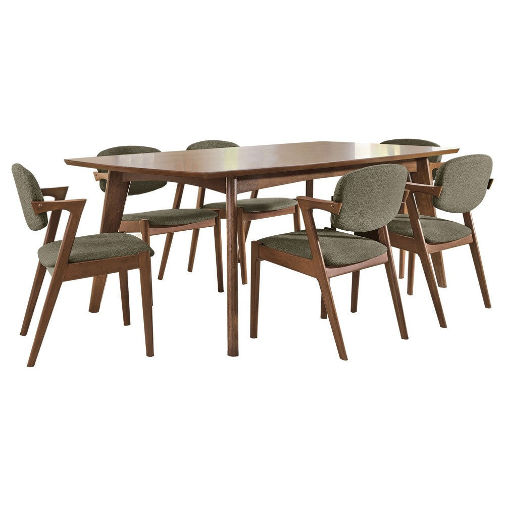 Lery 7pc Dining Table & 6 Chair Set | Gray & Walnut Brown