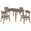 Dora Dining Table and 4 Chairs Set | Curved Scandinavian Walnut Brown
