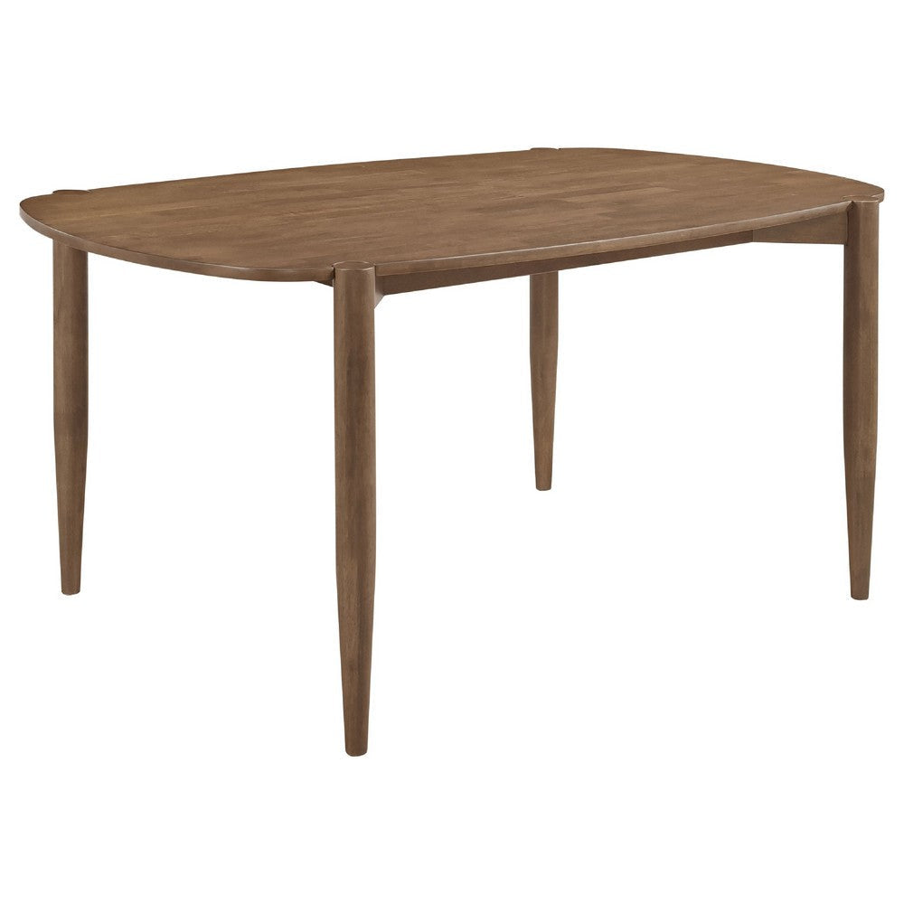 Dora Dining Table and 4 Chairs Set | Curved Scandinavian Walnut Brown BM337966