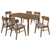 Dora Dining Table and 6 Chairs Set | Curved Scandinavian Walnut Brown