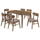 Dora Dining Table and 6 Chairs Set | Curved Scandinavian Walnut Brown