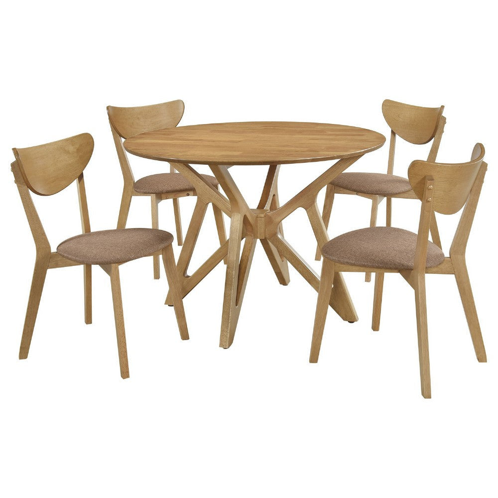 Evans 5pc Dining Table 4 Chair Set | Angled Base Light Walnut Brown