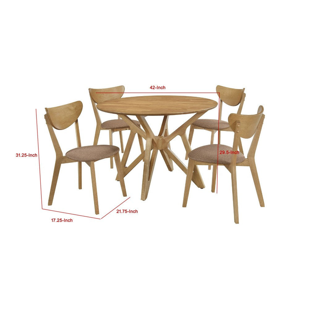 Evans 5pc Dining Table 4 Chair Set | Angled Base Light Walnut Brown BM337968