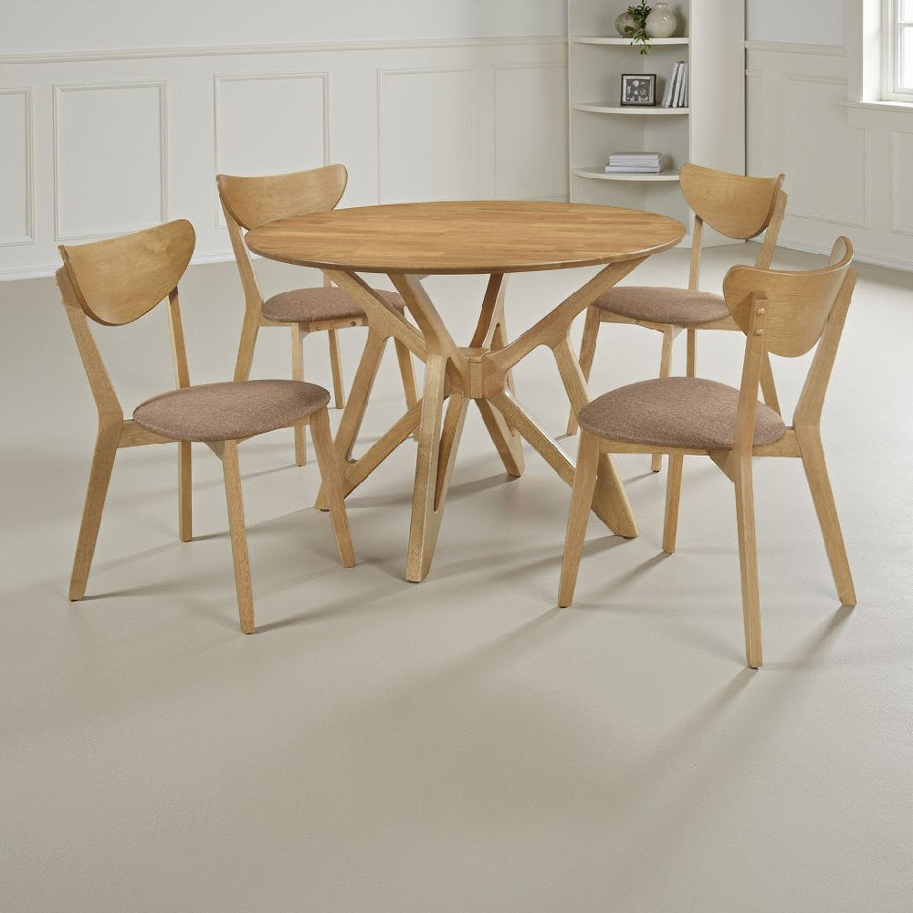 Evans 5pc Dining Table 4 Chair Set | Angled Base Light Walnut Brown