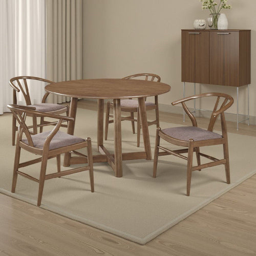 Ellie 5pc Dining Table & 4 Chair Set | Open Curved Back | Walnut Brown