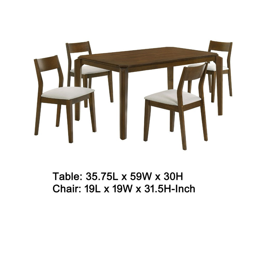 Montena 5pc Dining Table & 4 Chair Set | Beige | Dark Brown BM337970